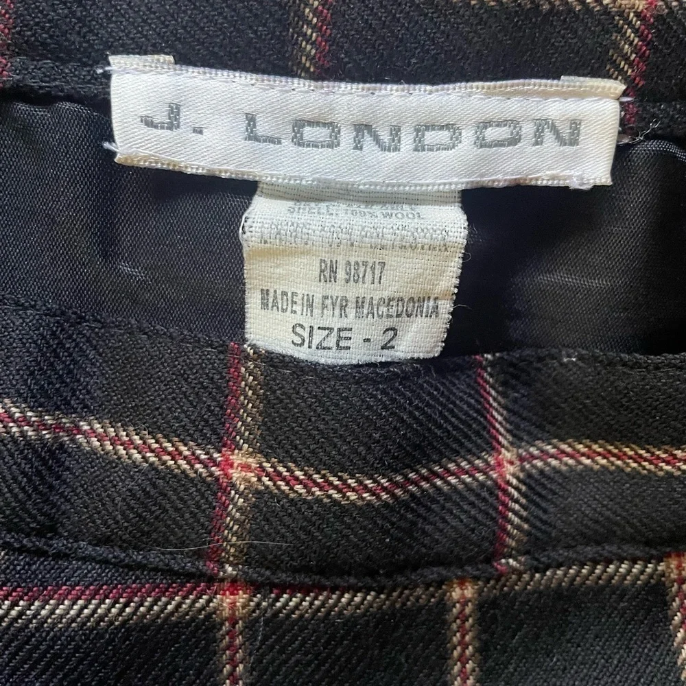 90's Vintage Wool Window Pane Plaid Power Mini Skirt Suit